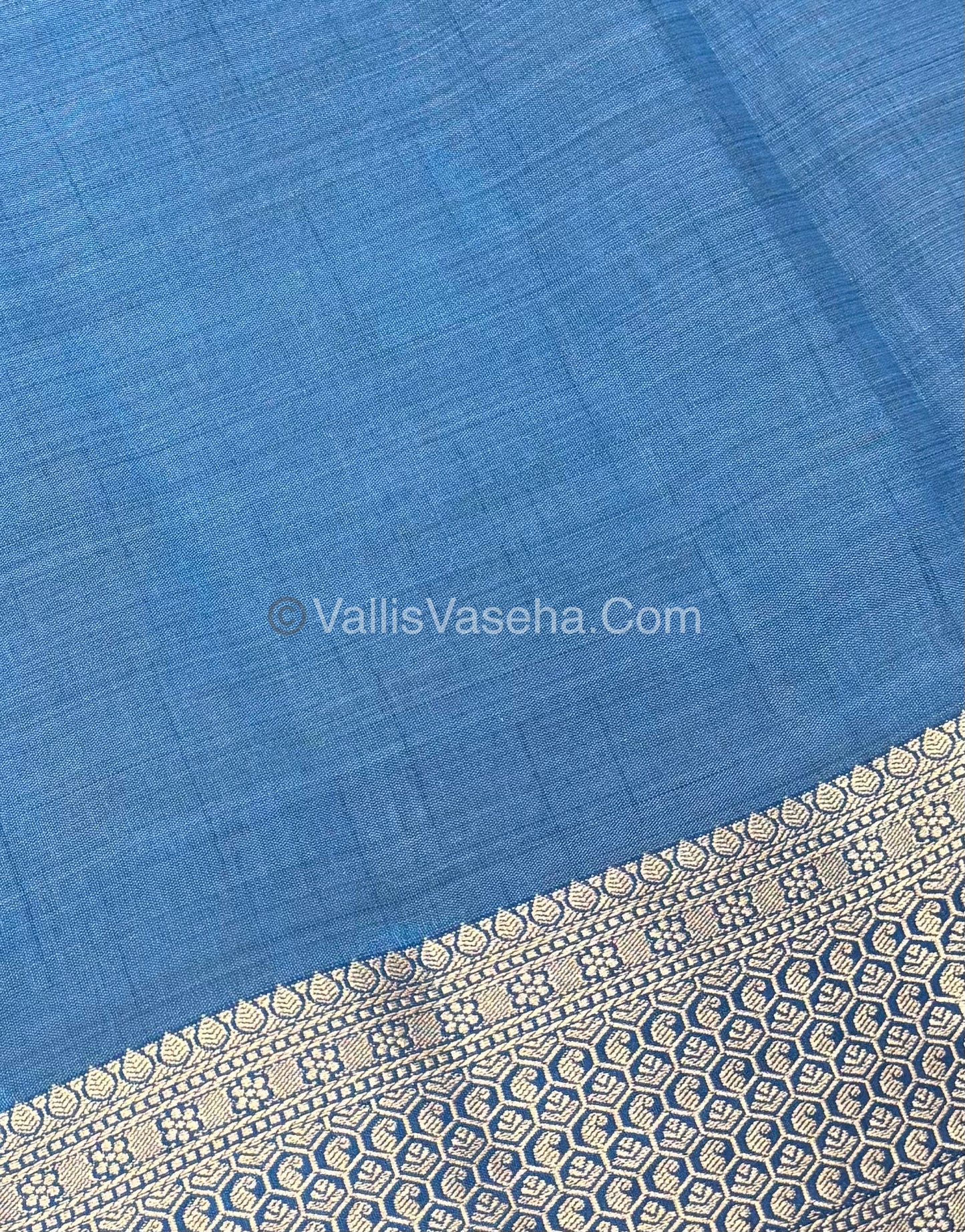 Semi Tussar Silk - Grand Pallu  -  Blue Shade - VVSTS021