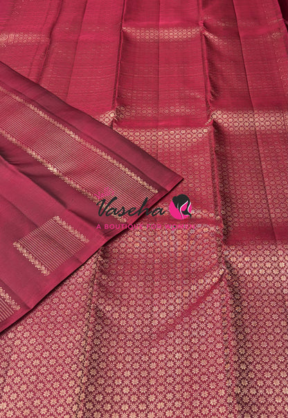 Pure Kanchipuram Silk Saree - Maroon Shade - VVPS054