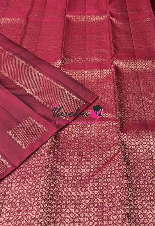 Pure Kanchipuram Silk Saree - Maroon Shade - VVPS054