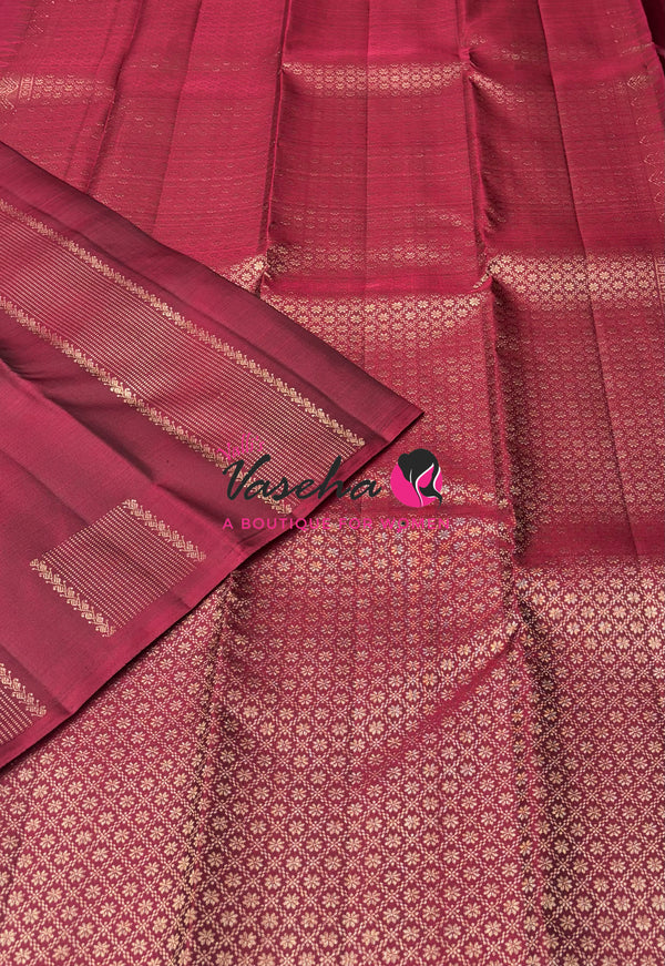 Pure Kanchipuram Silk Saree - Maroon Shade - VVPS054