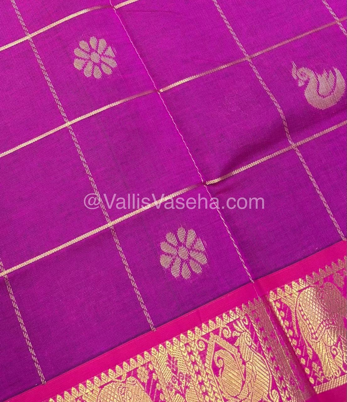 Semi Silk Cotton Saree - Pink with Blue shade - VVSSC002