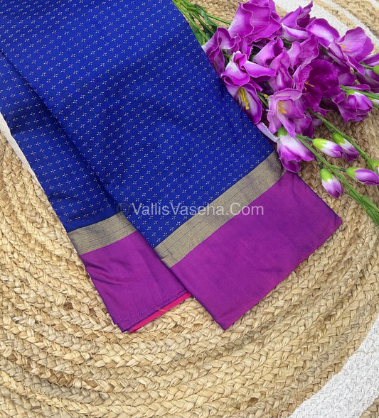 Semi Silk Saree - Plus Design Style - Contrast Pallu & Blouse or Running Pallu & Blouse - VVSS004