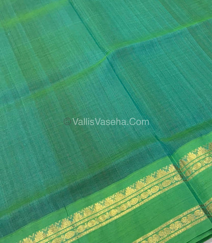 Pure Korvai Silk Cotton - Podi Kattam - Retta Petta Border - Red & with Blue   - VVKSC003