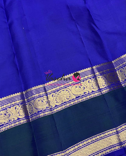Pure Kanchipuram Silk Saree - Blue & Blue Shade  - VVPS022