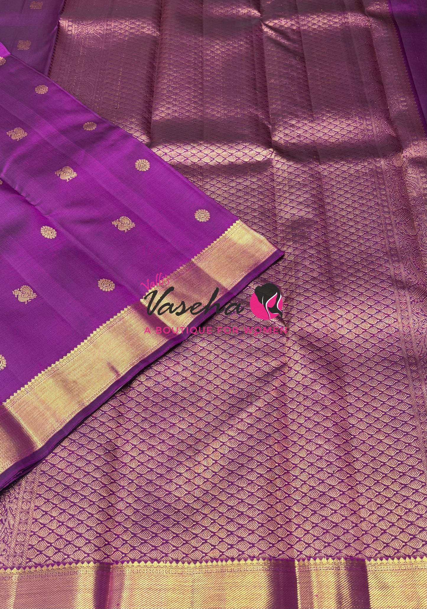 Pure Kanchipuram Silk Saree - Purple Shade - VVPS068