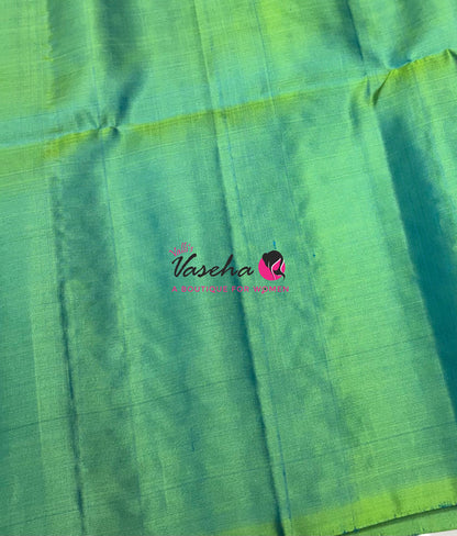 Pure Soft Silk Saree  - Pink With Dual Tone Green Combo - VVPSS139
