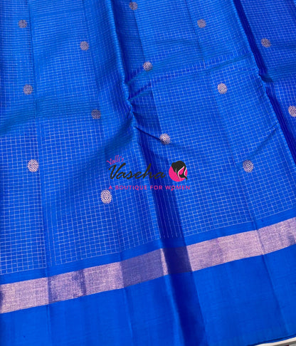 Pure Kanchipuram Silk Saree - Blue Shade - VVPS100