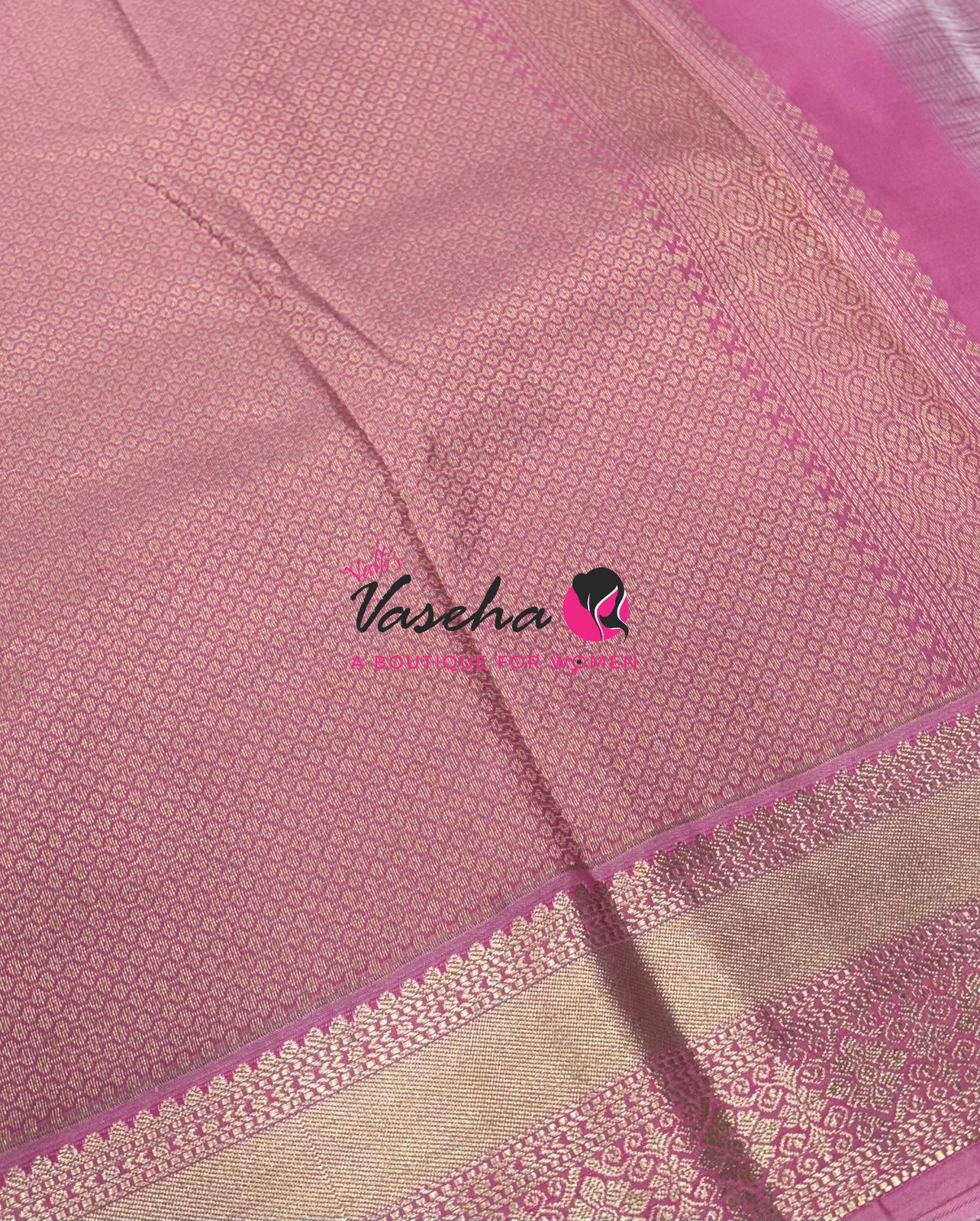 Semi Kanchi Silk  - Green & Pink - VVSKS007