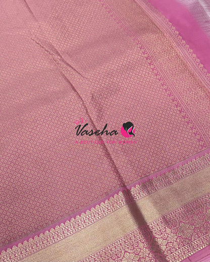 Semi Kanchi Silk  - Green & Pink - VVSKS007
