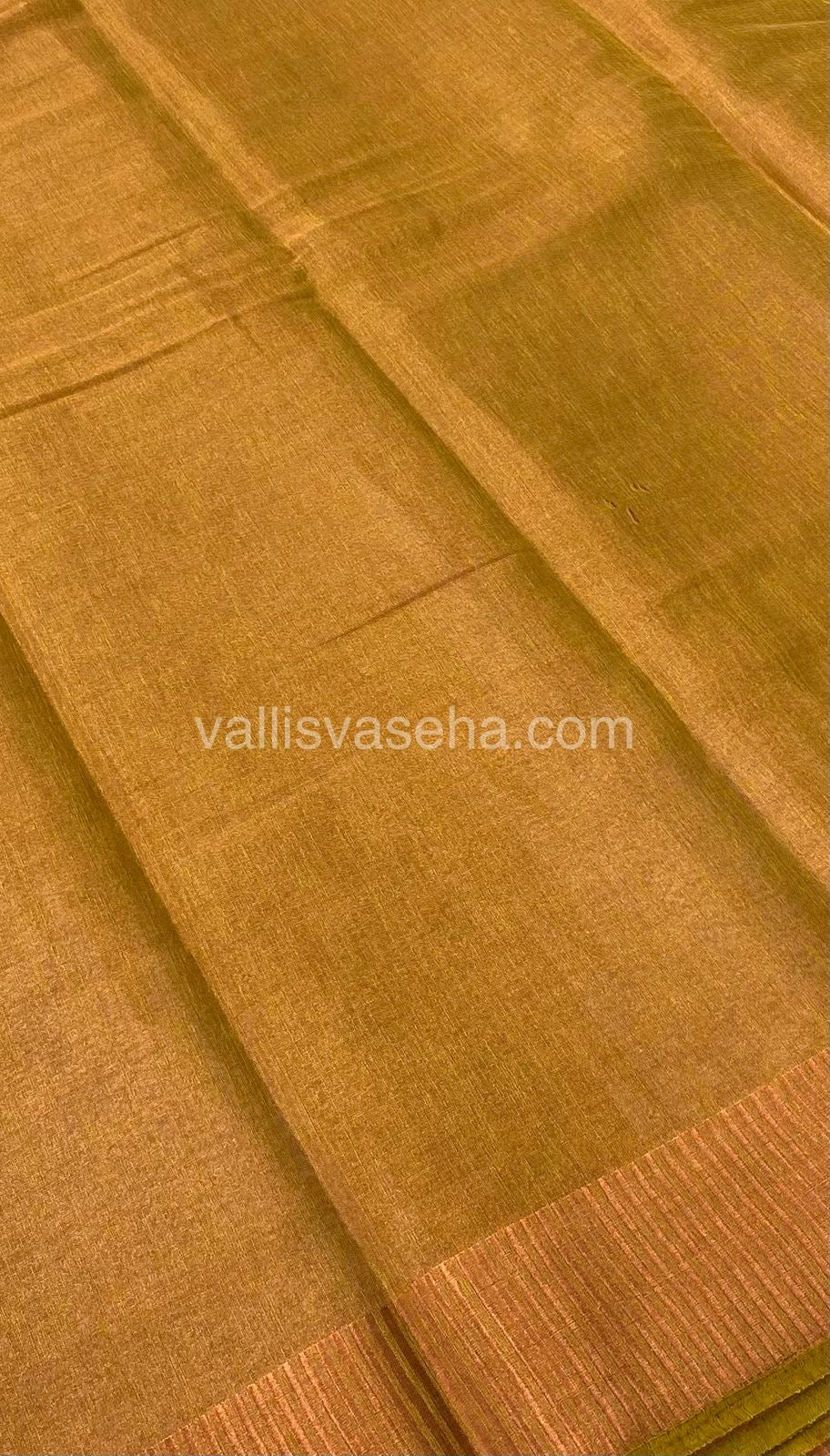 Semi Tussar Silk - Temple border - Mustard Yellow Shade - VVSTS001