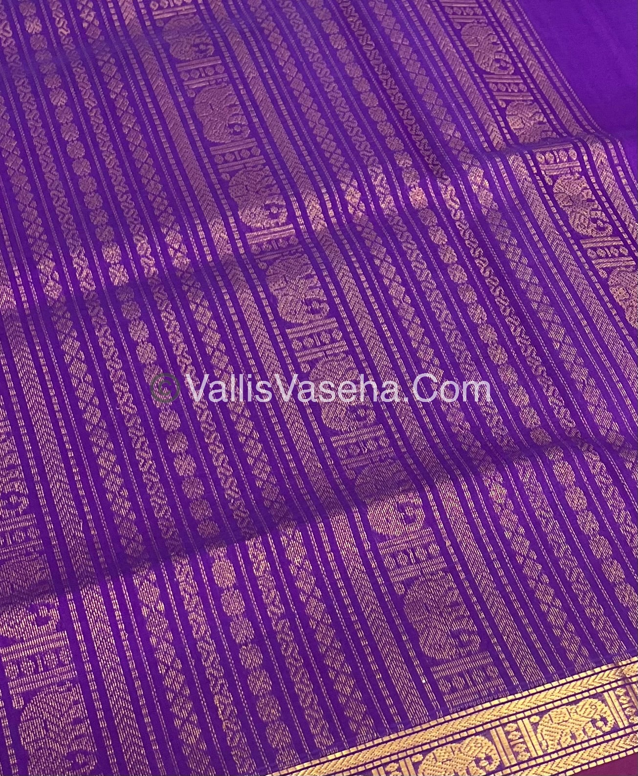 Pure Silk Cotton Saree - Retta Mayil Design - Purple Shade - VVRMS001