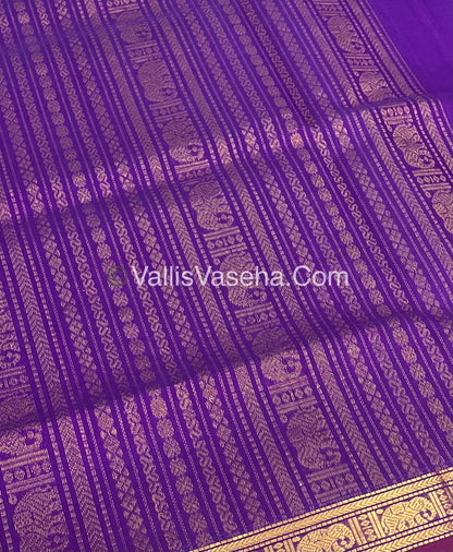 Pure Silk Cotton Saree - Retta Mayil Design - Purple Shade - VVRMS001