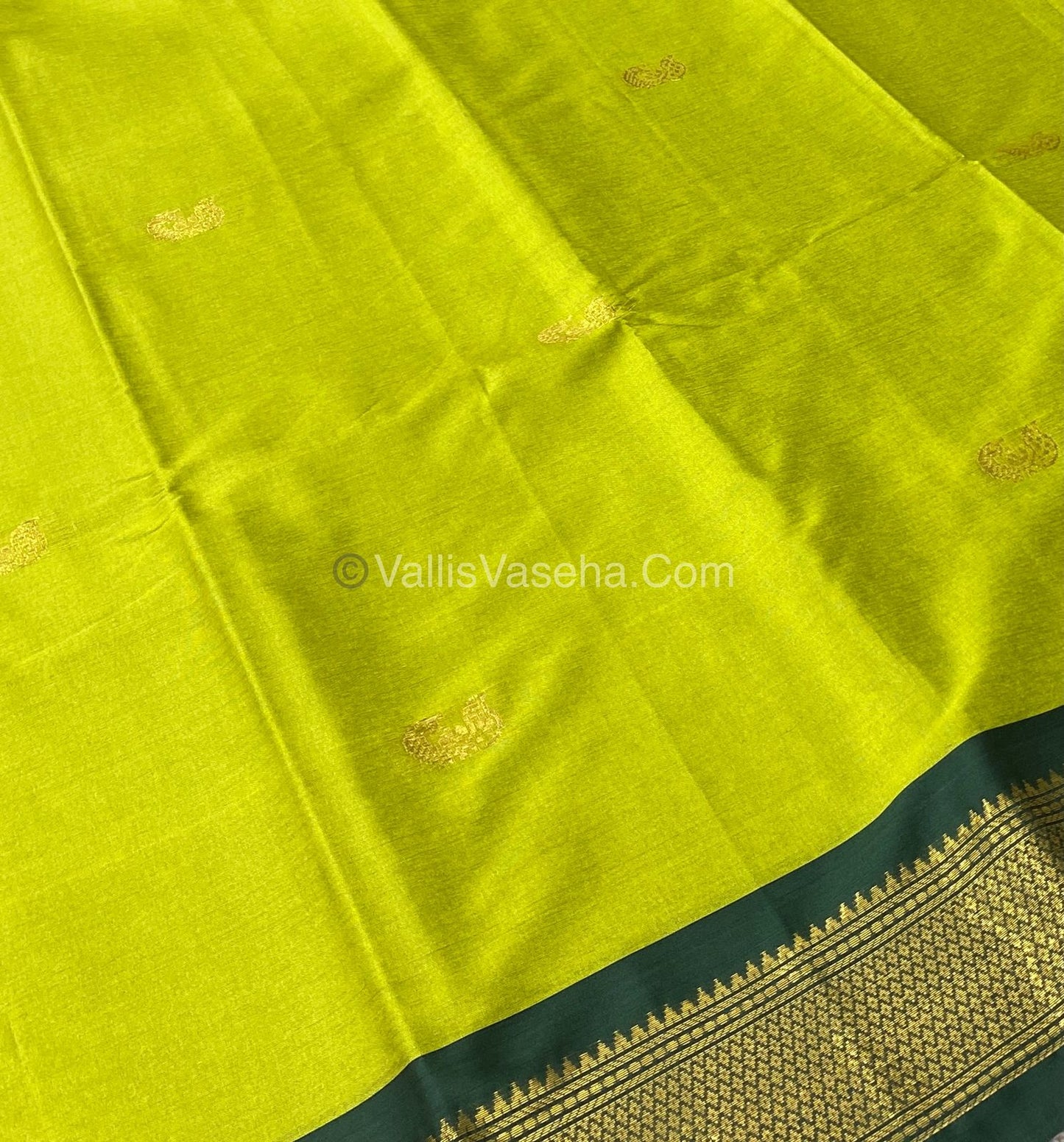 Semi Silk -  Pistha Green with Green Combo - VVSS001
