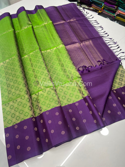 Pure Soft Silk Saree - Green With Purple Shade - VVPSS063
