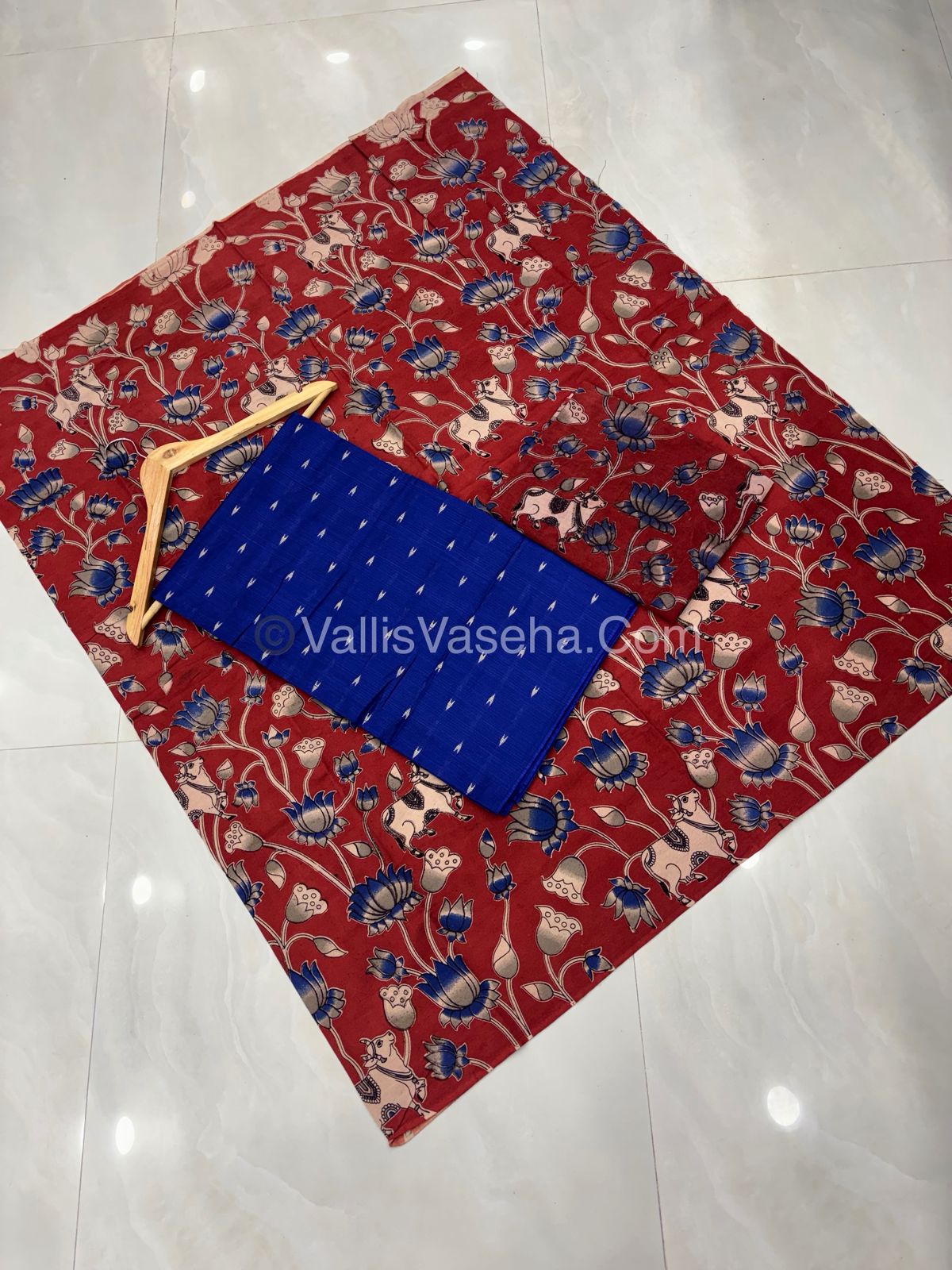 Unstitched Salwar Material -Raw Silk -  Blue Shade  - VVUSM012