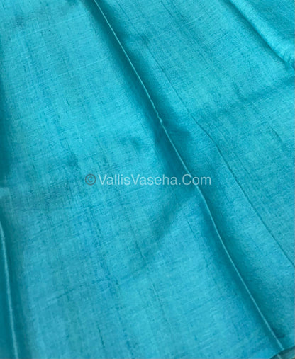 Pure Tussar Silk  - Blue With Blue Shade -  VVPTS001
