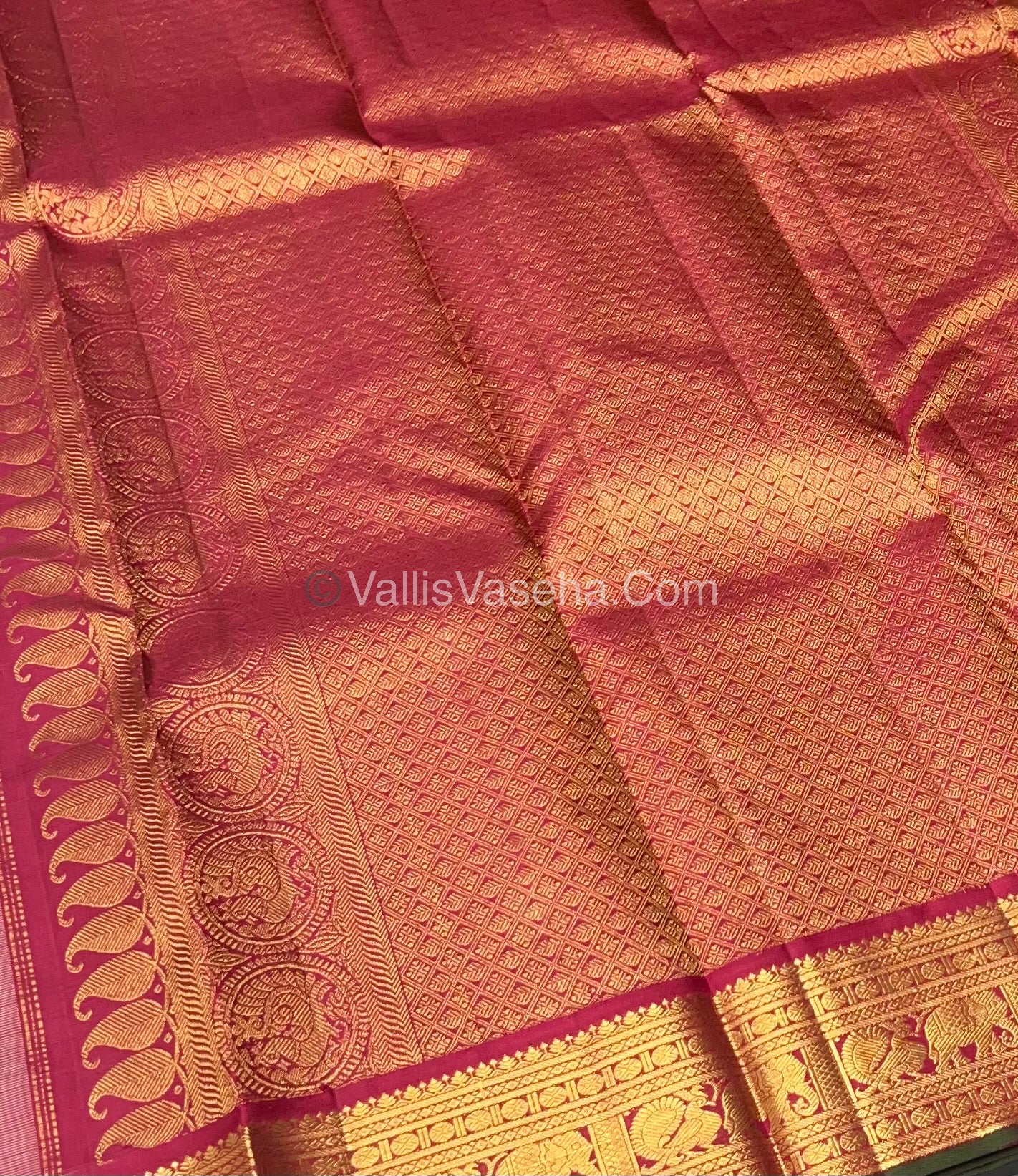 Pure Kanchipuram Silk Saree - Cream & Maroon/Green Combo - VVPS014