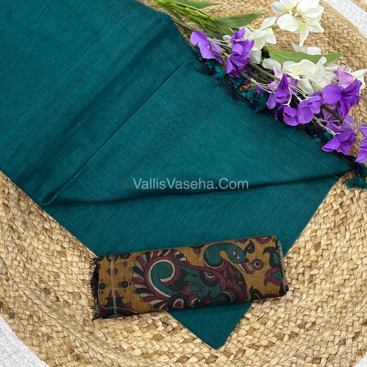 Khadi Cotton Sarees with Kalamkari Blouse - VVKCK001