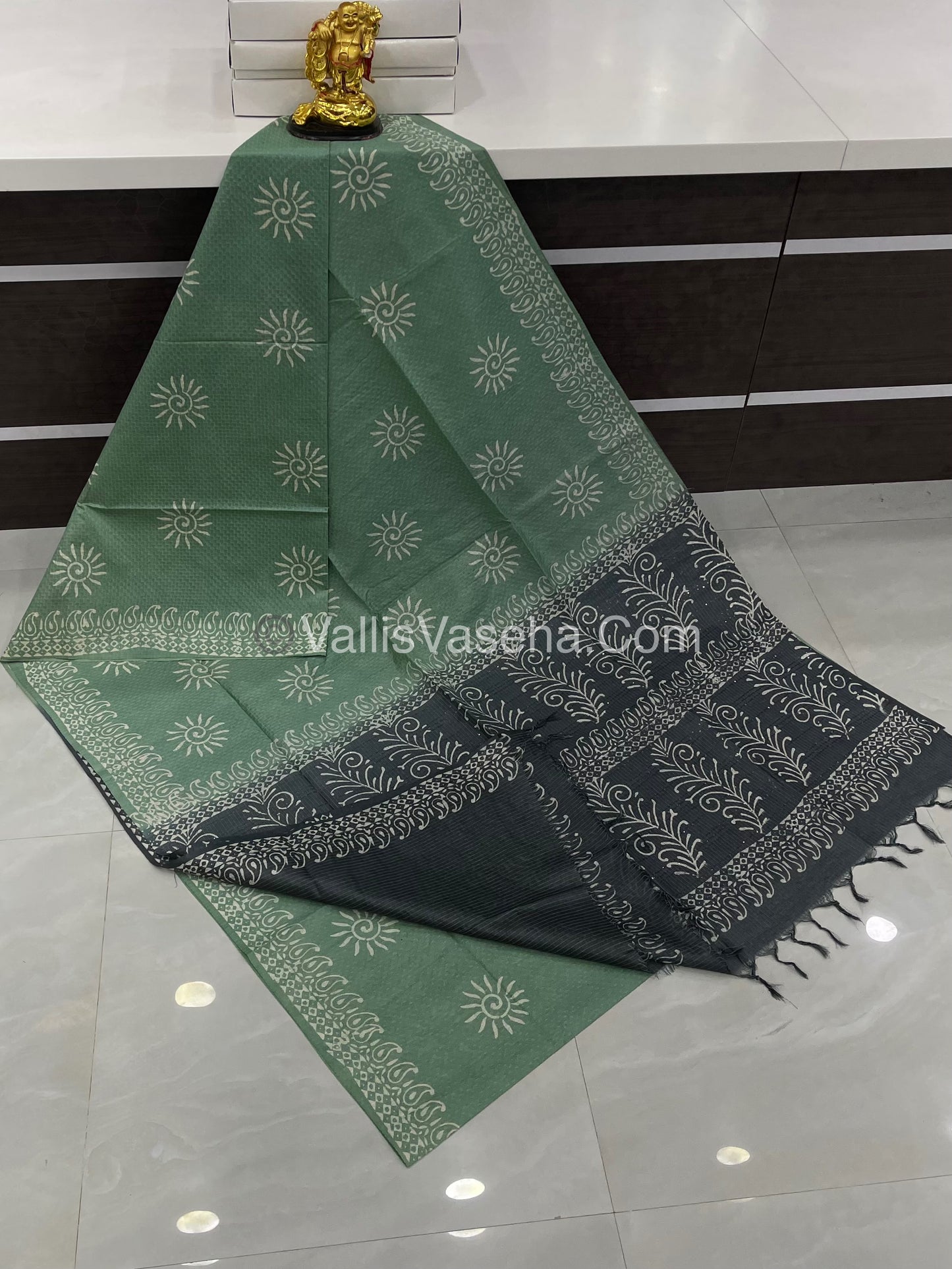 Bhagalpuri Silk | Light Green with Grey Shade |VVBS009