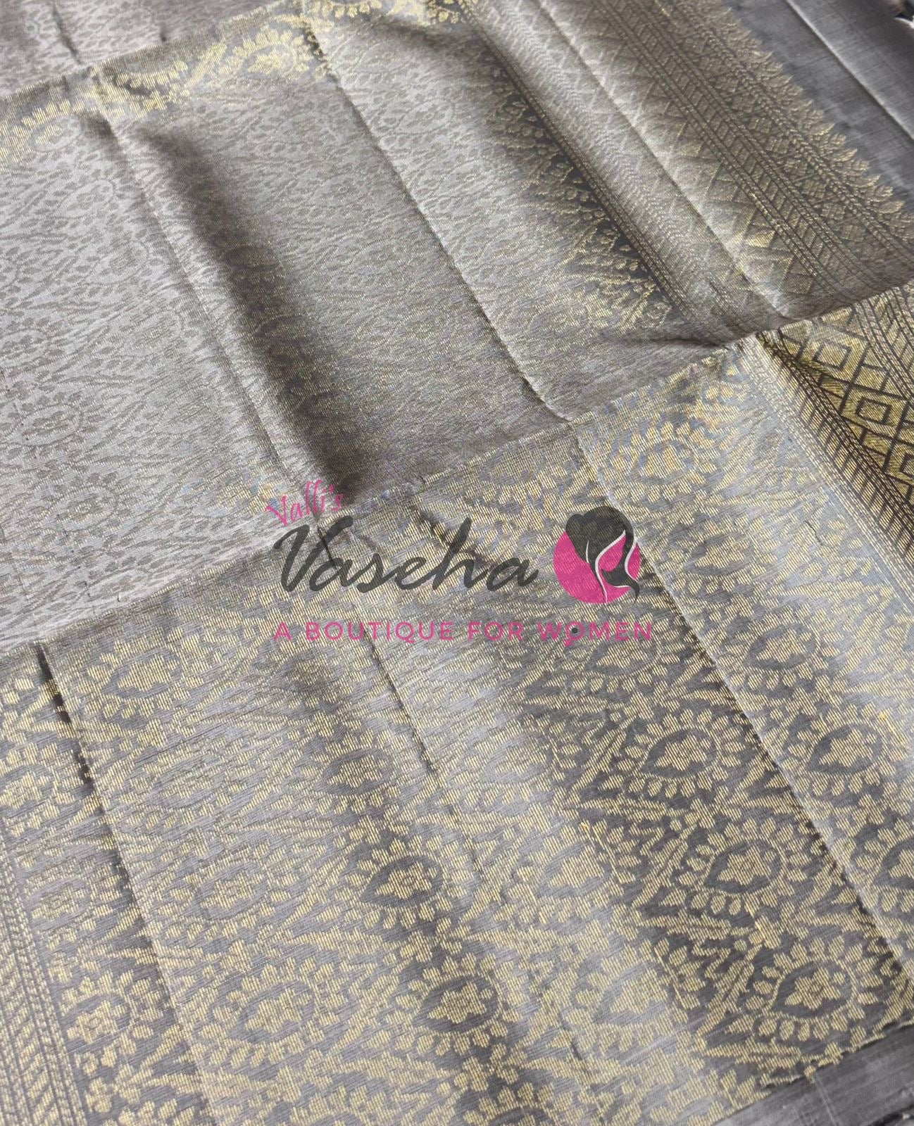 Pure Soft Silk Saree - (1.75 Warp) Shade Of Purple & Grey Combo - VVPSS064