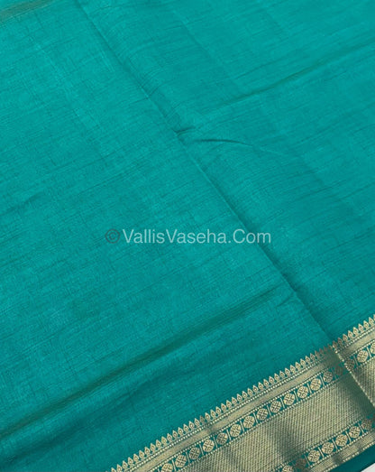 Semi Tussar Silk - Grand Pallu Ramar Blue Shade - VVSTS023