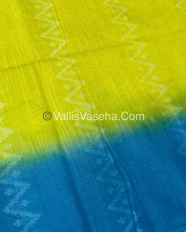 Bhagalpuri Silk - Lemon Green With Blue- VVBS005