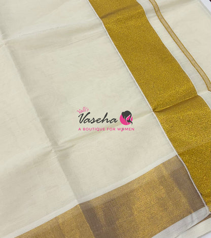 Kerala Cotton Saree - 3 Inch Border - VVKCS030