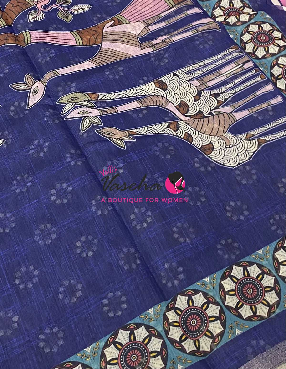 Semi Chanderi Saree - Blue Shade - VVSCS008