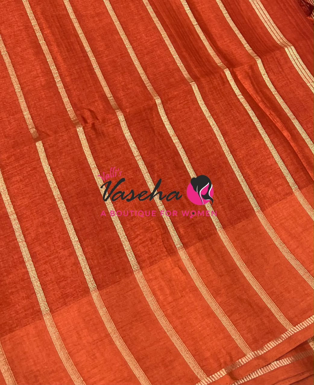 Semi Matka Tussar Silk Saree | Double Blouse | Rust Shade |VVSTS052