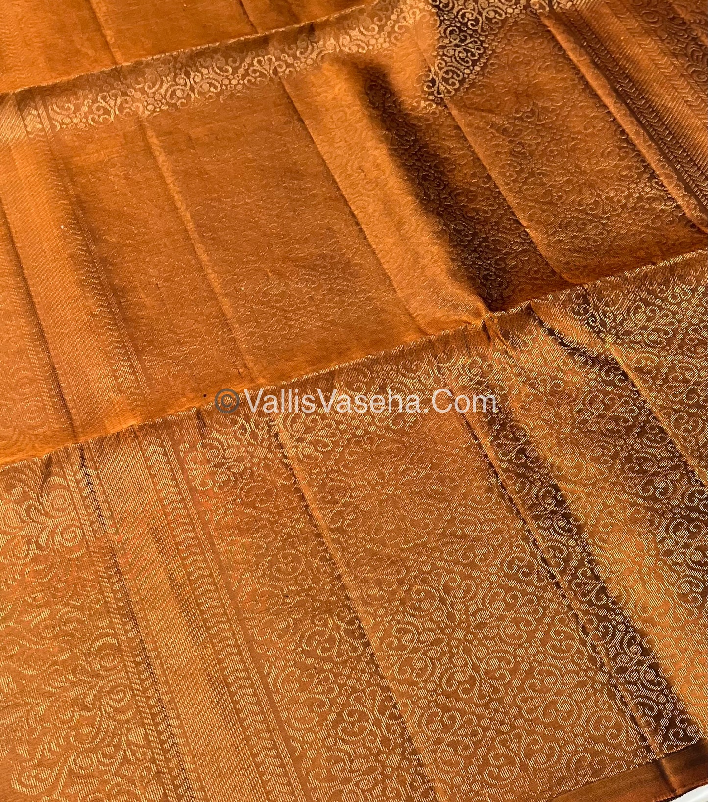 Pure Soft Silk Saree - Green & Rust Orange - VVPSS061