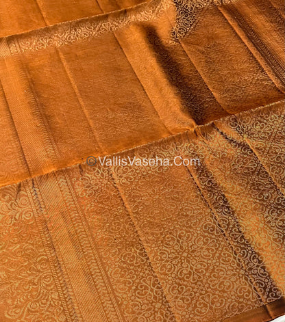 Pure Soft Silk Saree - Green & Rust Orange - VVPSS061