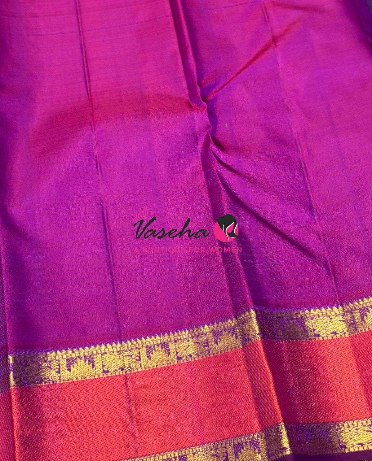 Pure Kanchipuram Silk Saree - Purple & Purplish Pink Combo - VVPS038