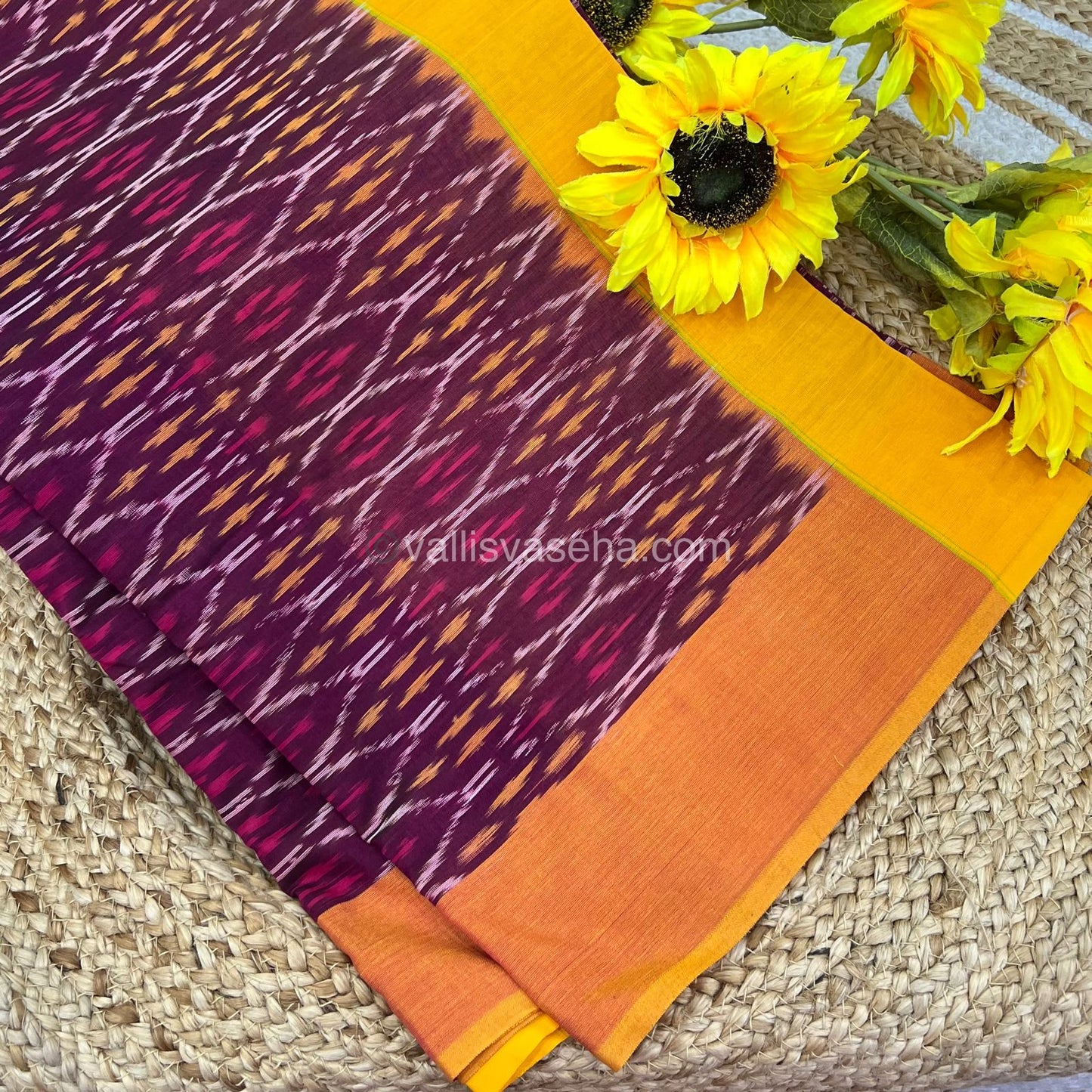 Ikkat Mercerised Cotton Saree - VVIKS001