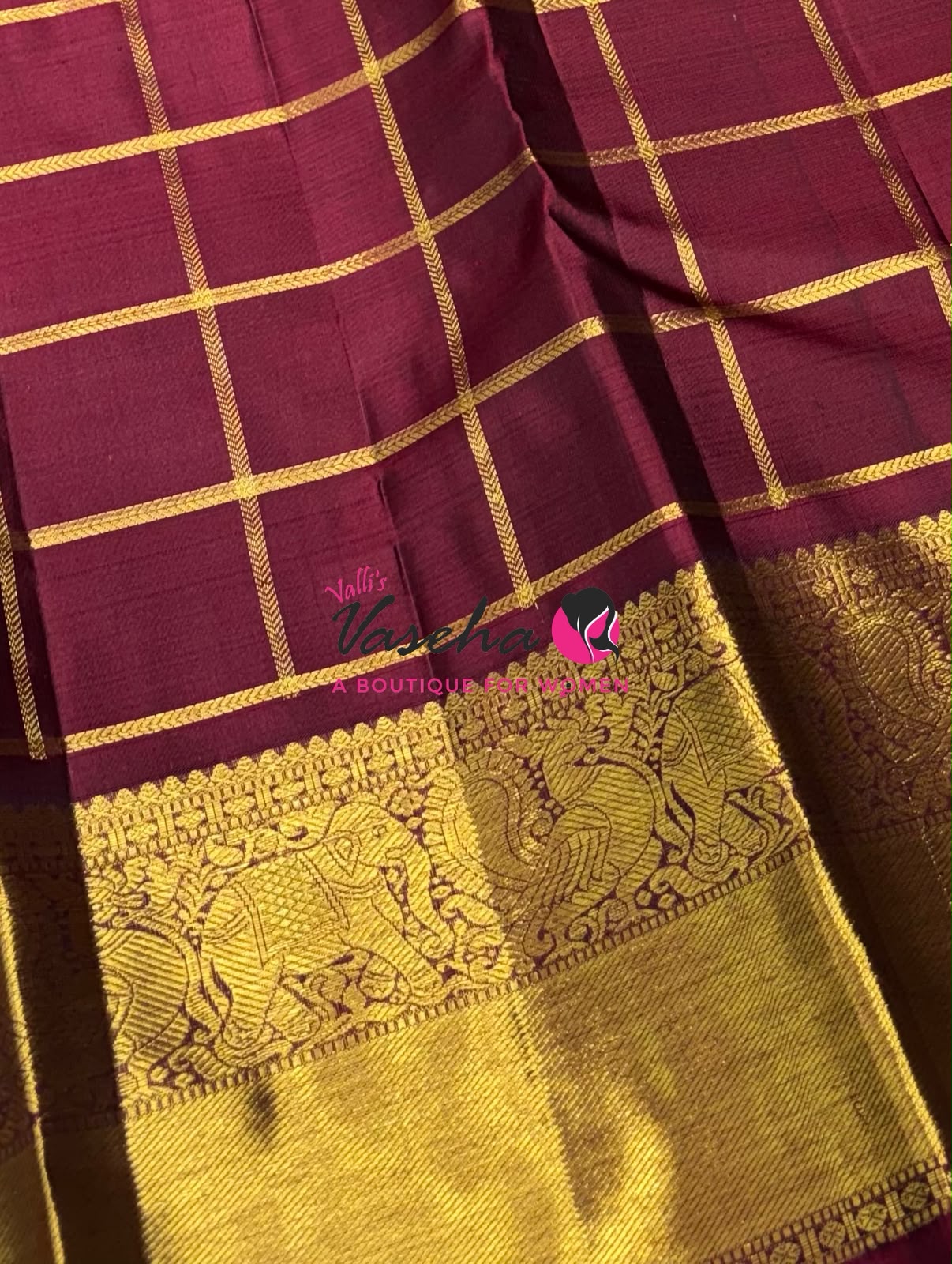Pure Kanchipuram Silk Saree - Greyish & Maroon Combo - VVPS025