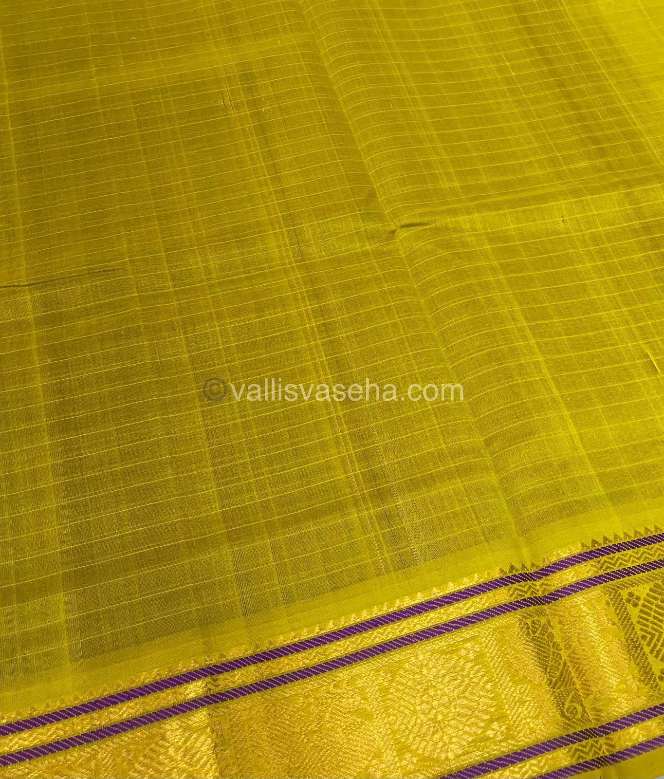 Pure Silk Cotton Saree - Purple With Yellow  - Lakshadeepam Design - VVPLD001