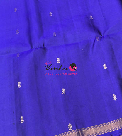 Pure Soft Silk Saree  - Treble Zari Weaving Butta - Blue Shade - VVPSS125
