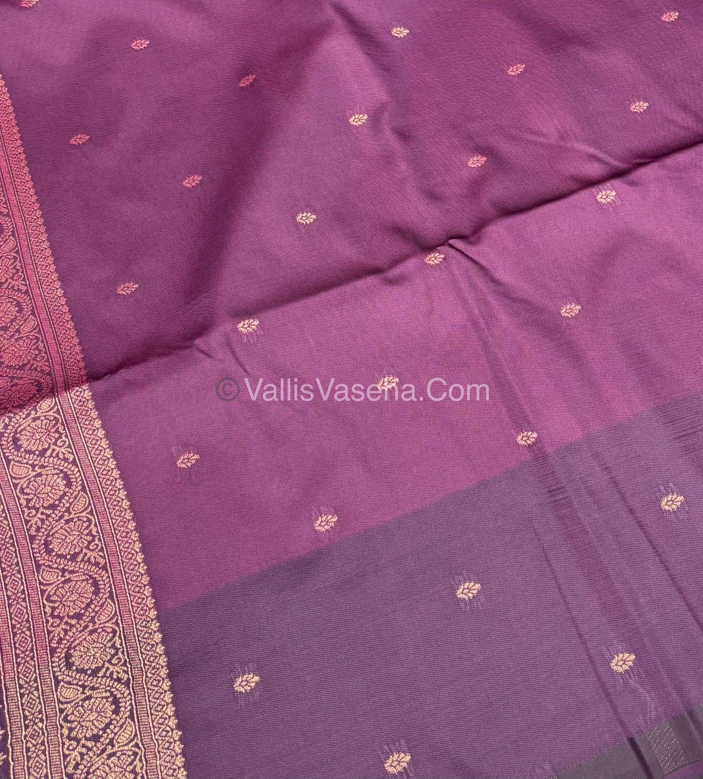 Semi Soft Silk -Purplish pink With purple Shade -VVSSS031 - 7