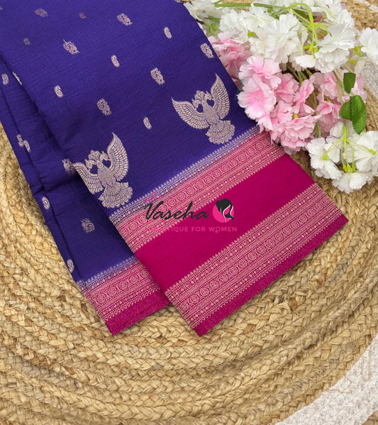 Banarasi - Heritage Silk - Violetish Blue With Pink - VVBHS015