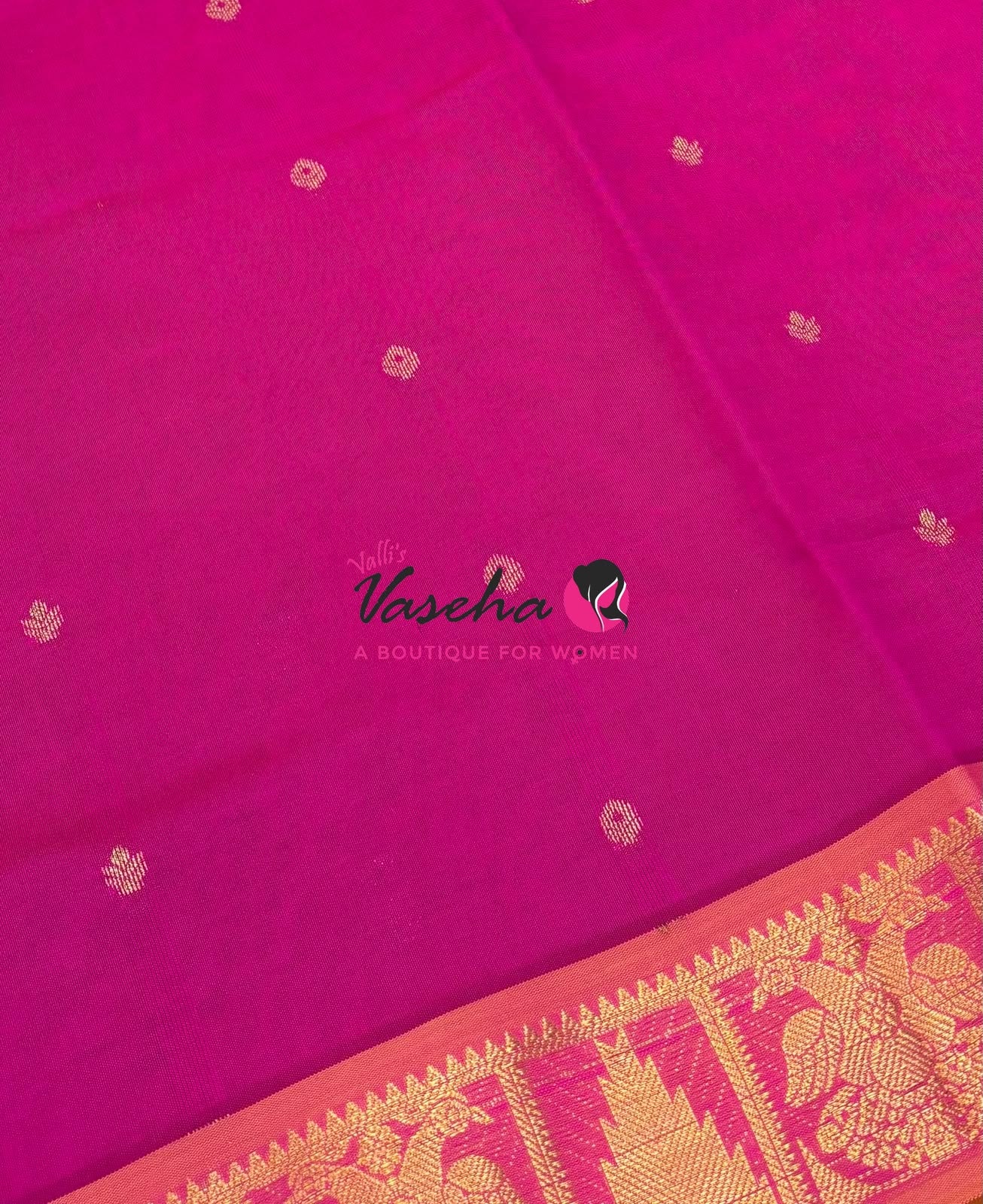 Semi Silk Cotton Saree - Small Zari Butta  - Retta Mayil Border- VVSSC015