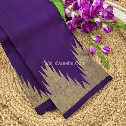Pure Vintage Kanchipuram Silk Saree  - 8 Kol Weaving - Dark Purple Shade - VVPS019