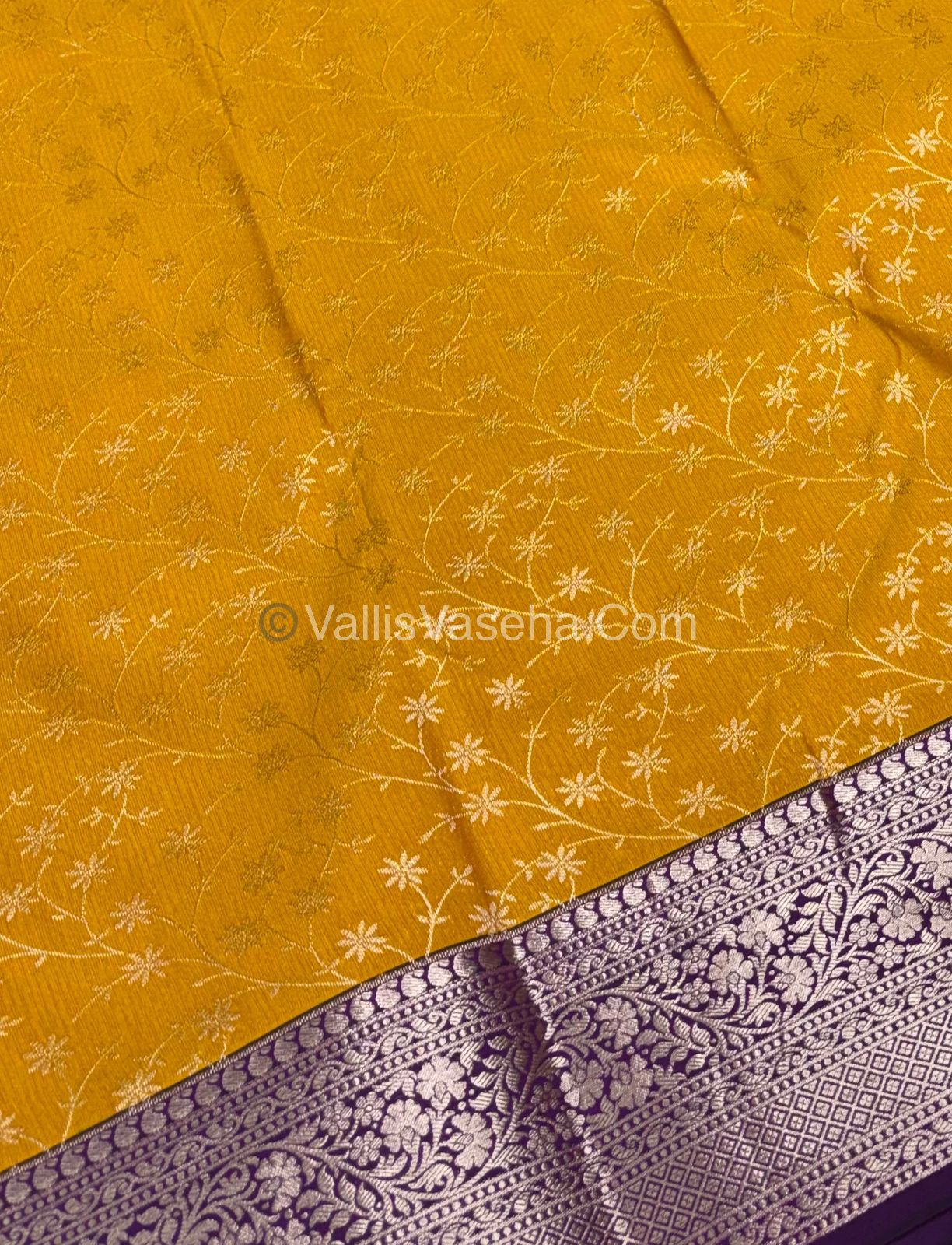 Semi Bridal Kanchipuram Silk - Yellow  With Purple Shade  - VVSBK001