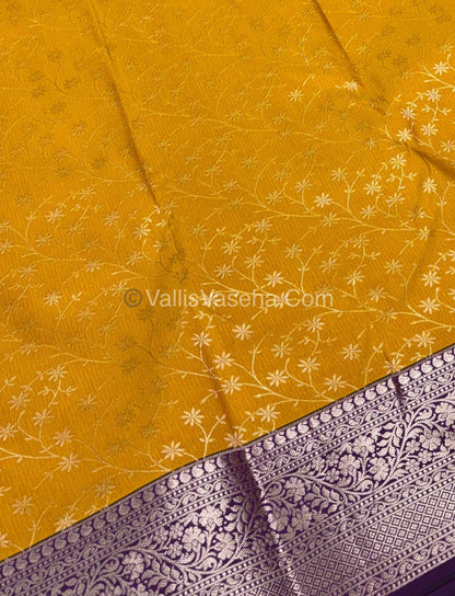Semi Bridal Kanchipuram Silk - Yellow  With Purple Shade  - VVSBK001