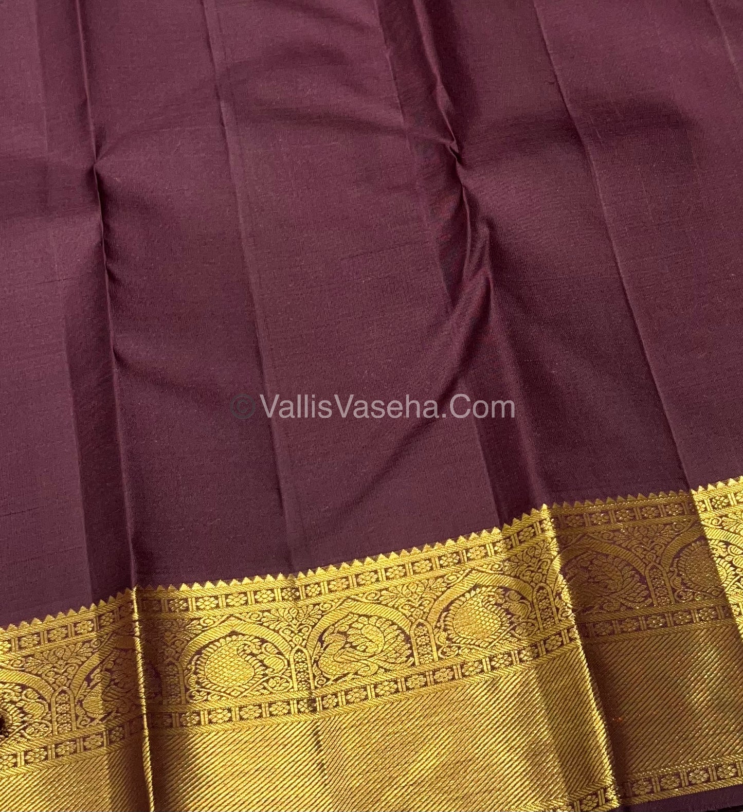 Pure Kanchipuram Silk Saree - Rust Orange With Wine Brown Shade  - VVPS022