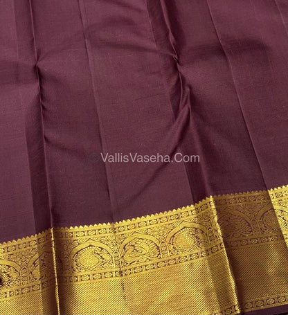 Pure Kanchipuram Silk Saree - Rust Orange With Wine Brown Shade  - VVPS022
