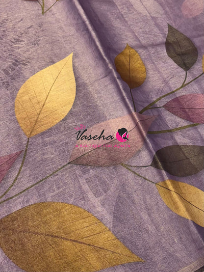 Soft Linen Tissue Saree -  Lavender Shade - VVLTS006