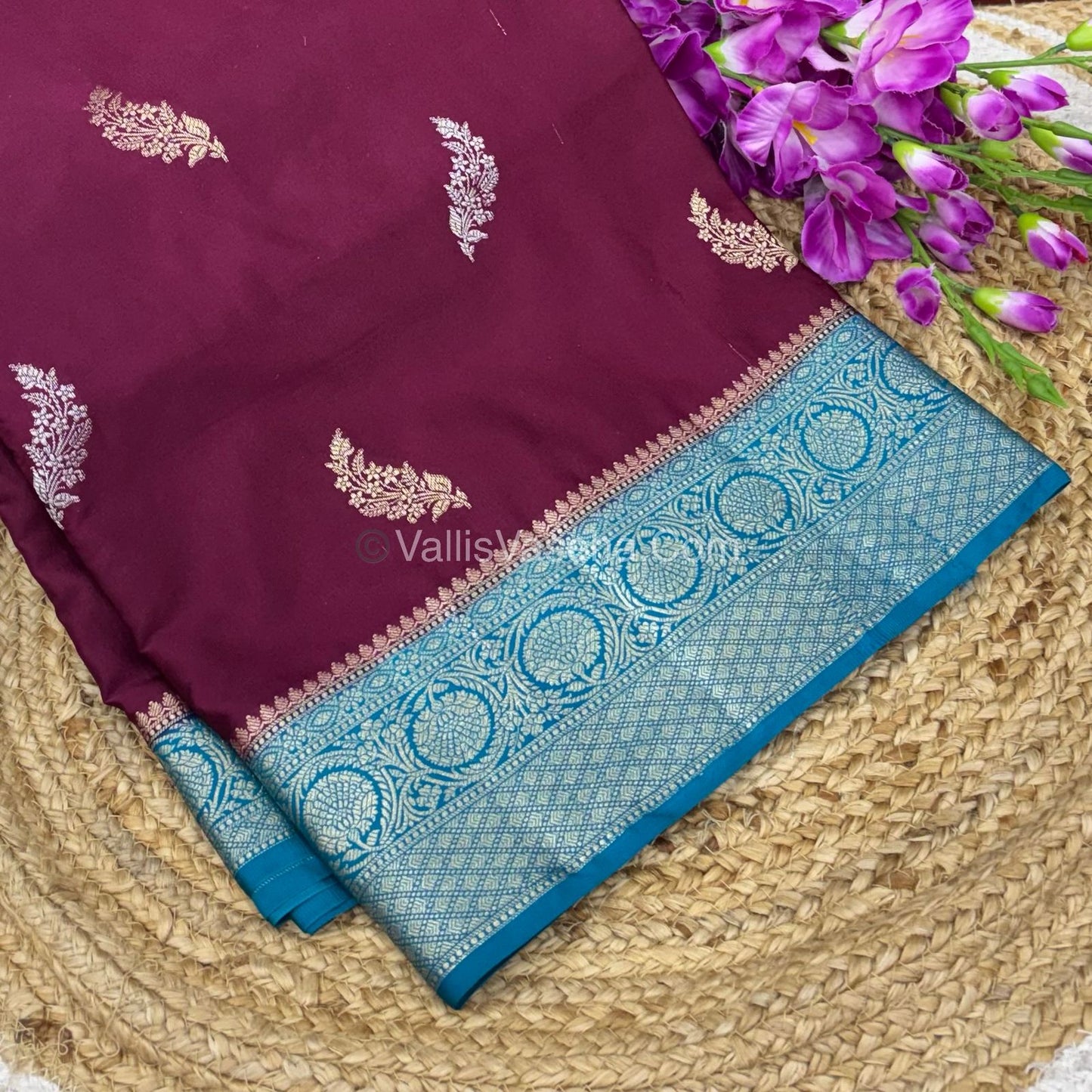 Premium Viscose Saree - Maroon & Blue  Shade - VVPV001