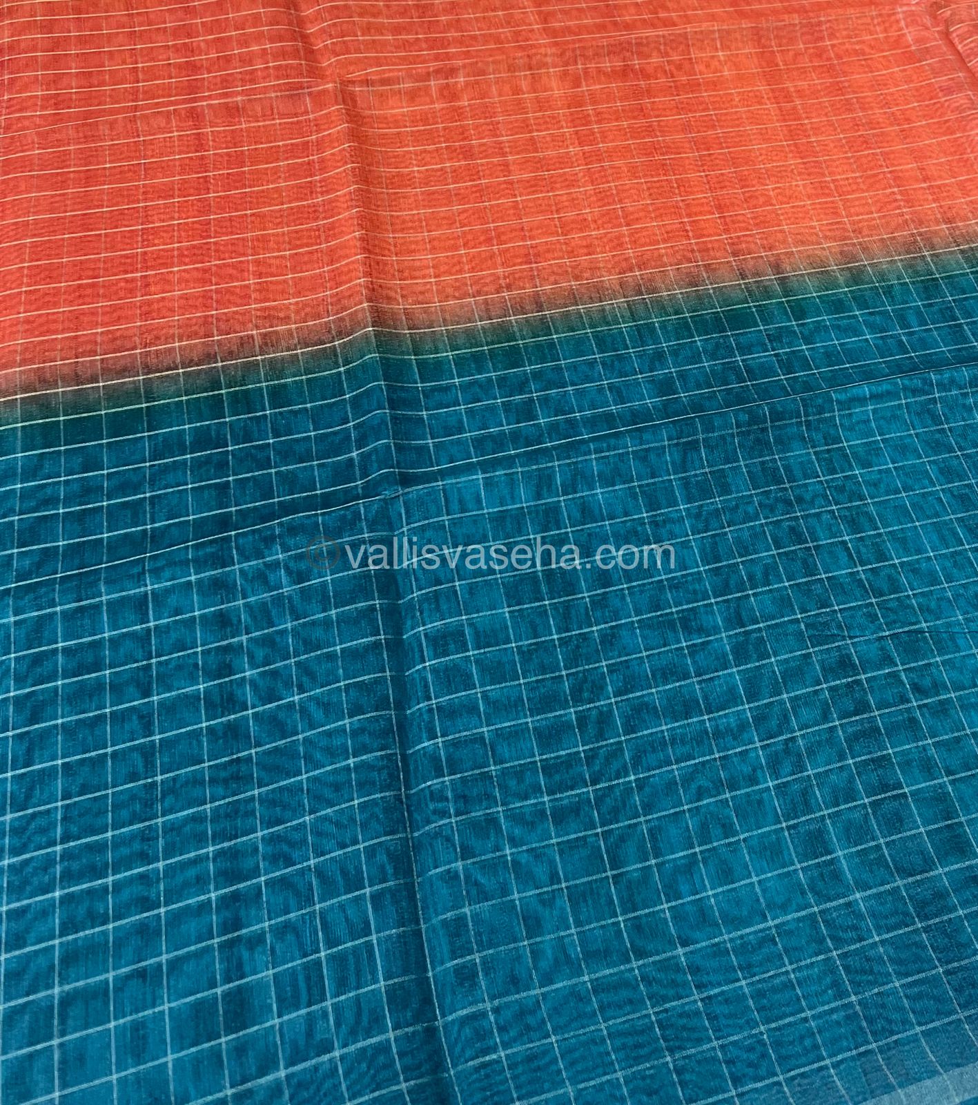 Semi Chanderi Saree - checks pattern - VVSCS002