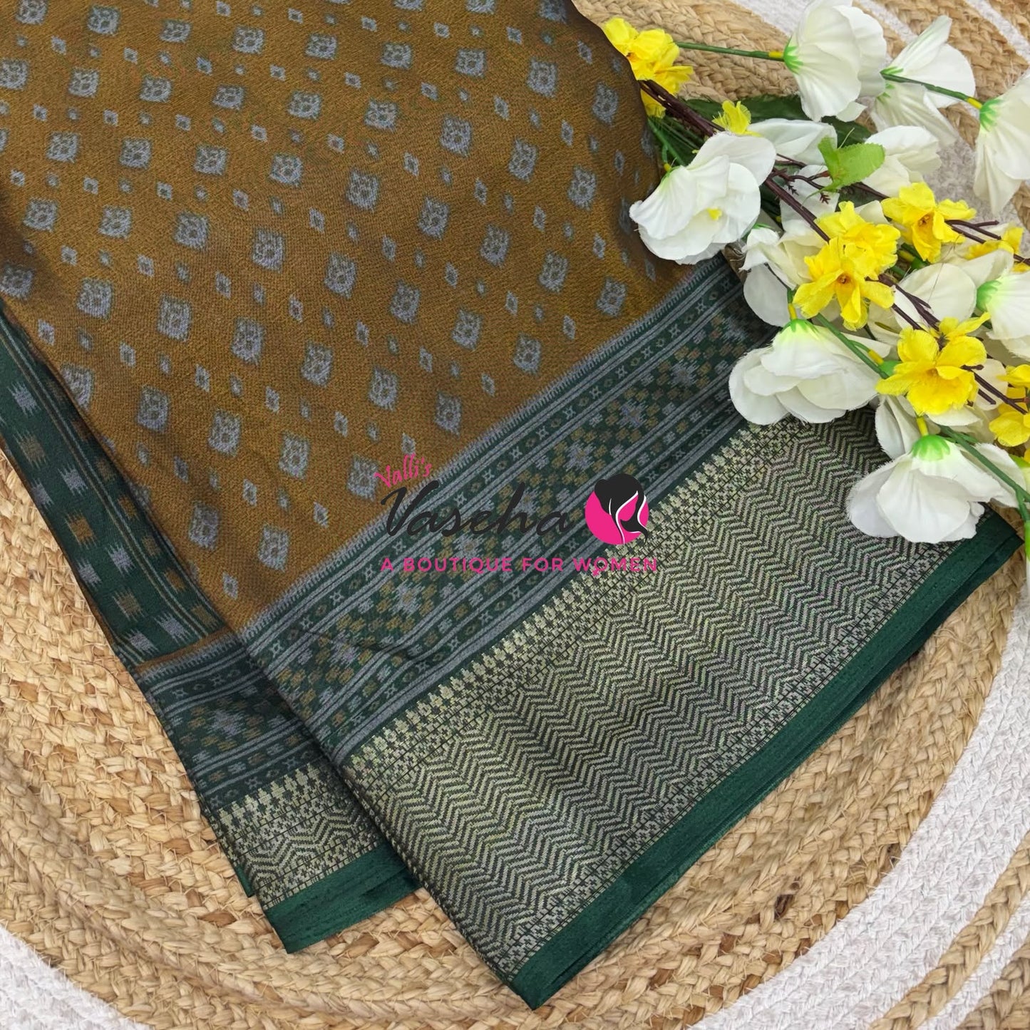 Casual Wear - Semi Patola Silk - Yellow & Green Shade - VVSPS001