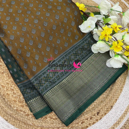 Casual Wear - Semi Patola Silk - Yellow & Green Shade - VVSPS001