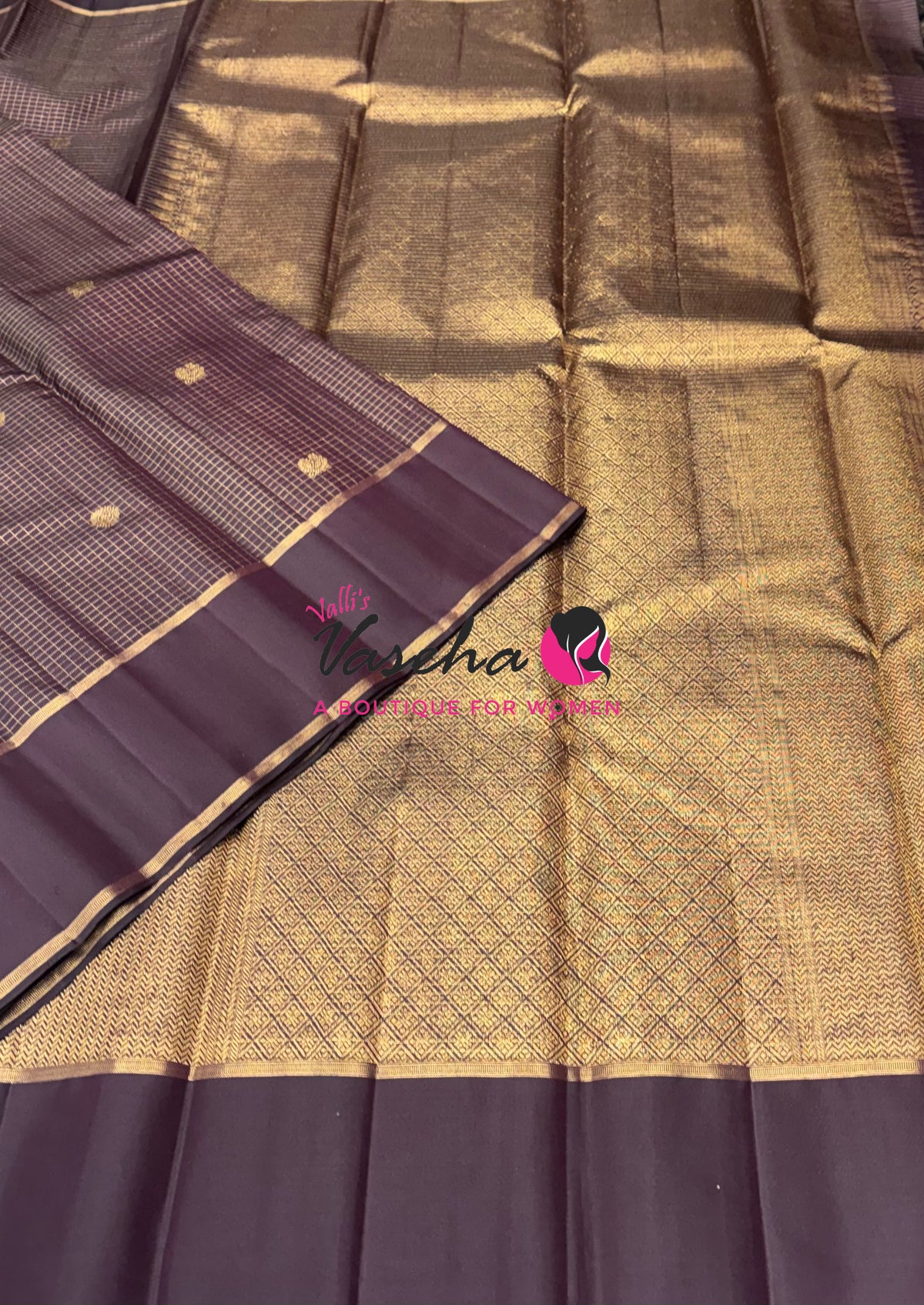 Pure Kanchipuram Silk Saree - Brown Shade - VVPS100